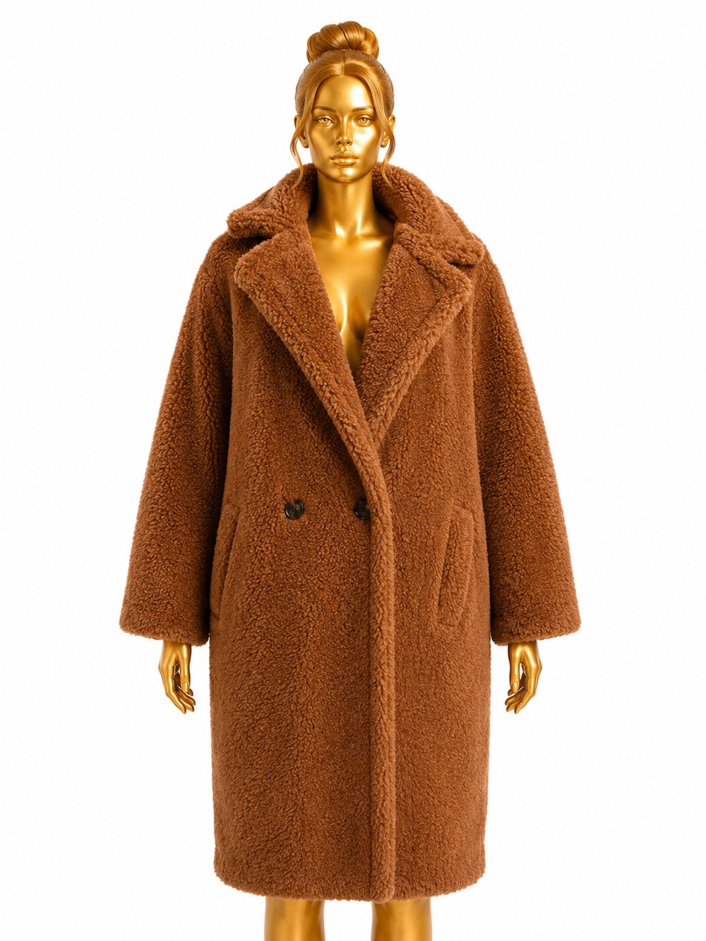 Boohoo Chestnut Teddy Faux Shearling Coat